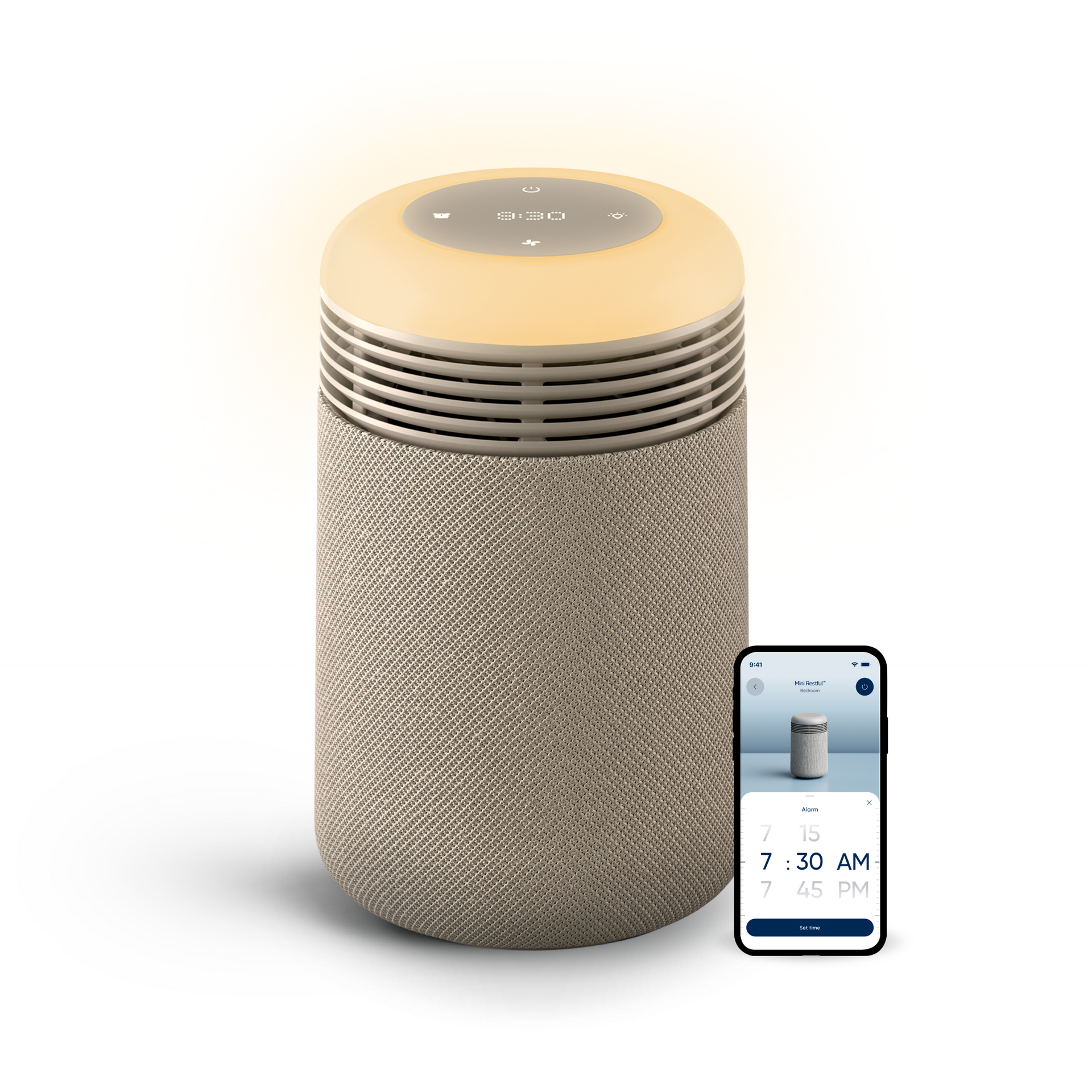 Mini Restful™ Sunrise Wecker Luftreiniger in Küstenbeige